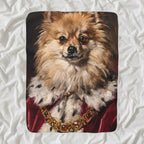 Pomeranian Kings & Queens sherpa blanket by Tritan, angled view