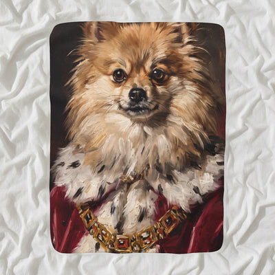 Pomeranian Kings & Queens Sherpa Fleece Blanket, Regal Dog Painting, Pomeranian Lover Gift