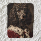 Poodle Kings & Queens sherpa blanket by Tritan, angled view