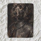 Poodle Medieval Knight sherpa blanket by Tritan, angled view