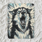 Siberian Husky Comic Pop Art sherpa blanket by Tritan, angled view