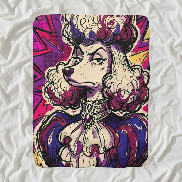 Poodle Comic Pop Sherpa Fleece Blanket, Bold Dog Art, Poodle Lover Gift