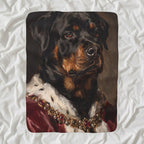 Rottweiler Kings & Queens sherpa blanket by Tritan, angled view