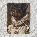 Rottweiler Renaissance Royal sherpa blanket by Tritan, angled view