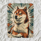 Shiba Inu Comic Pop Art sherpa blanket by Tritan, angled view