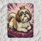 Shih Tzu Comic Pop Art sherpa blanket by Tritan, angled view