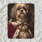 Shih Tzu Kings & Queens sherpa blanket by Tritan, angled view
