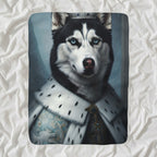 Siberian Husky Renaissance Royal sherpa blanket by Tritan, angled view
