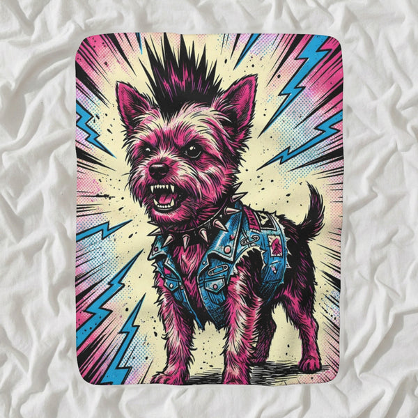 Yorkshire Terrier Comic Pop Sherpa Fleece Blanket, Bold Dog Art, Yorkshire Terrier Lover Gift