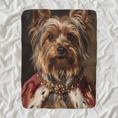Yorkshire Terrier Kings & Queens Sherpa Fleece Blanket, Regal Dog Painting, Yorkshire Terrier Lover Gift