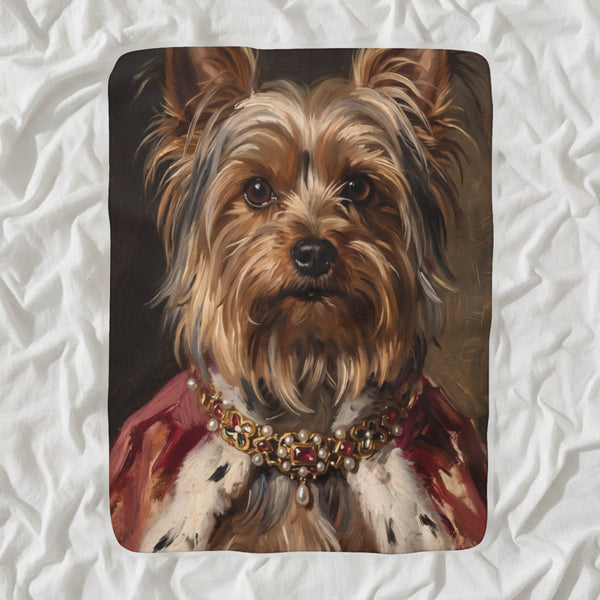 Yorkshire Terrier Kings & Queens Sherpa Fleece Blanket, Regal Dog Painting, Yorkshire Terrier Lover Gift