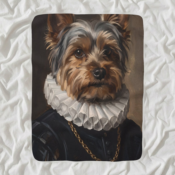 Yorkshire Terrier Royal Portrait Sherpa Fleece Blanket, Regal Dog Painting, Yorkshire Terrier Lover Gift