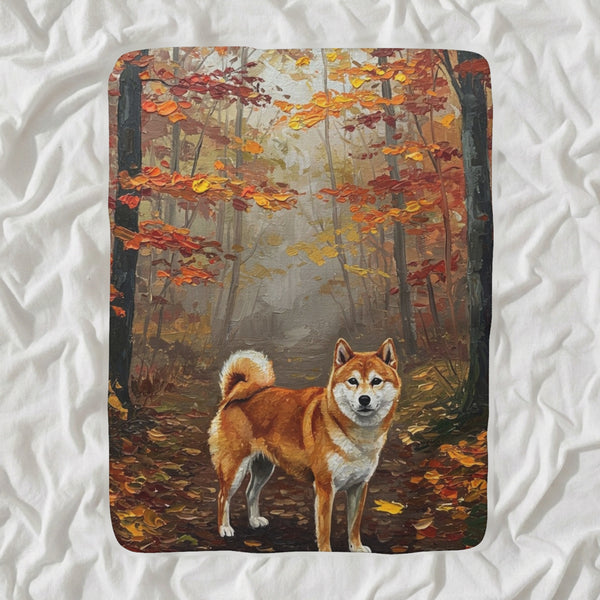 Shiba Inu Acrylic Sherpa Fleece Blanket, Colorful Dog Art, Shiba Inu Lover Gift