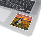 Border Collie Acrylic vinyl sticker by Tritan, on a laptop