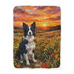 Border Collie Acrylic sherpa blanket by Tritan, front