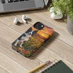 Border Collie Acrylic tough phone case by Tritan, on a desk