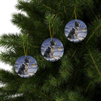 Border Collie Christmas Storybook ceramic ornament by Tritan, set