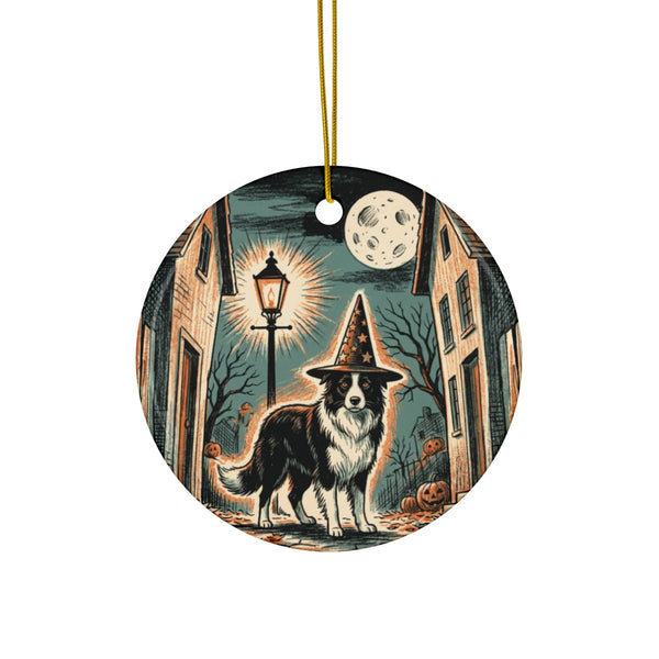 Border Collie Halloween Poster ceramic ornament by Tritan, front