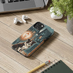 Collie Halloween tough phone case by Tritan, on a desk