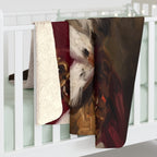 Border Collie Kings & Queens sherpa blanket by Tritan, on bed