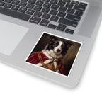 Border Collie Kings & Queens vinyl sticker by Tritan, on a laptop