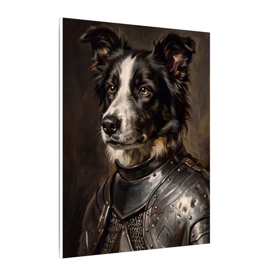 Border Collie Medieval Knight canvas print by Tritan, side