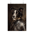 Border Collie Medieval Knight matte poster print by Tritan, front