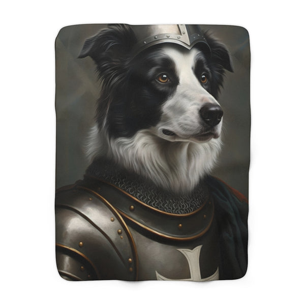 Border Collie Medieval Knight Portrait Regal Throw Blanket | Premium Dog Prints | Tritan