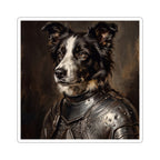 Border Collie Medieval Knight vinyl sticker by Tritan, front