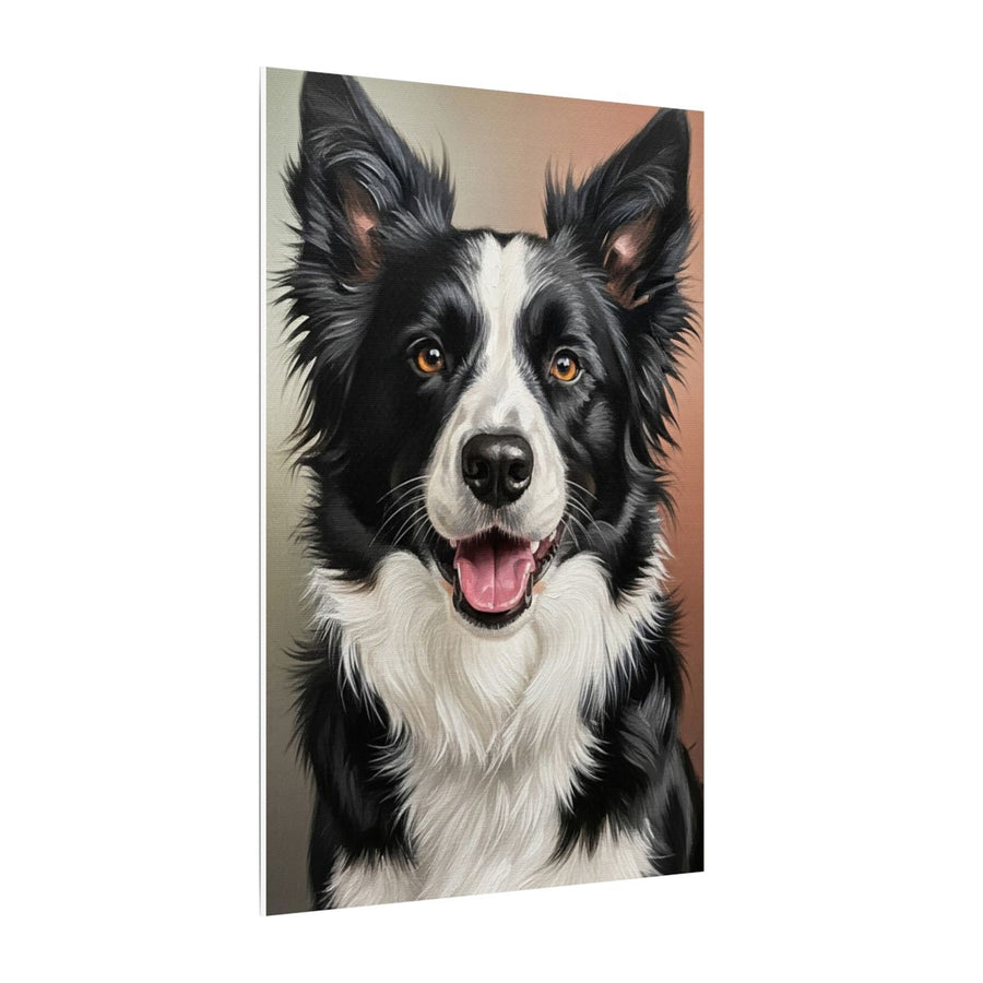 Border Collie Oil Portrait canvas print by Tritan, side