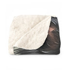 Border Collie Oil Portrait sherpa blanket by Tritan, folded