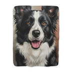Border Collie Oil Portrait sherpa blanket by Tritan, front