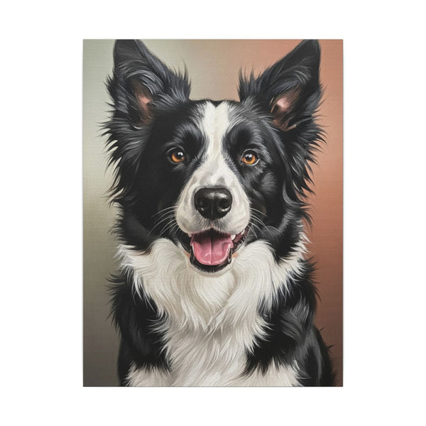 Border Collie Oil Portrait Wall Art Canvas, Dog Lover Gift, Pet Decor, Stretched Canvas Print, Animal Art for Home — Lifestyle View