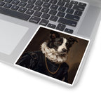 Border Collie Renaissance Royal vinyl sticker by Tritan, on a laptop