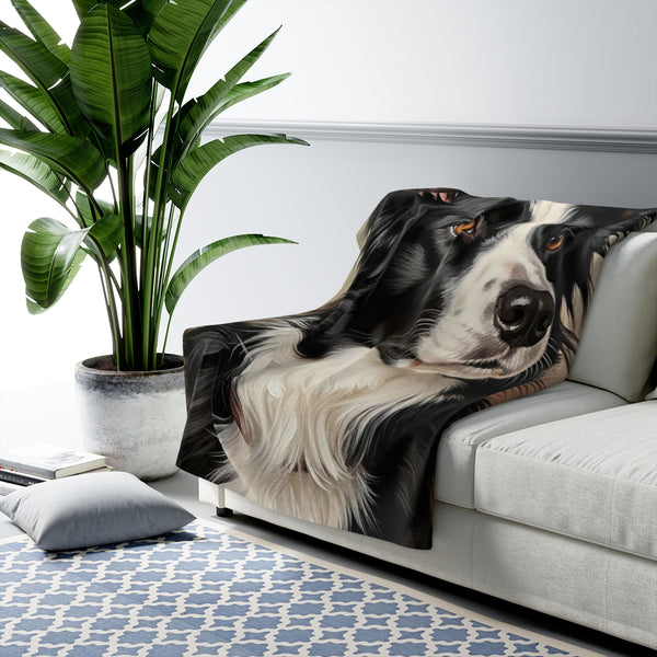 Border Collie Renaissance Royal Portrait Throw Blanket | Premium Dog Prints | Tritan — Lifestyle View