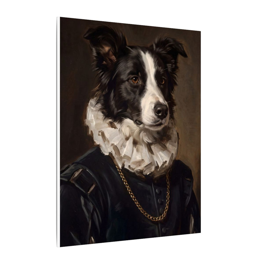 Border Collie Renaissance Royal canvas print by Tritan, side
