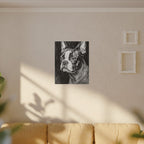 Boston Terrier Charcoal canvas print by Tritan, sofa wall