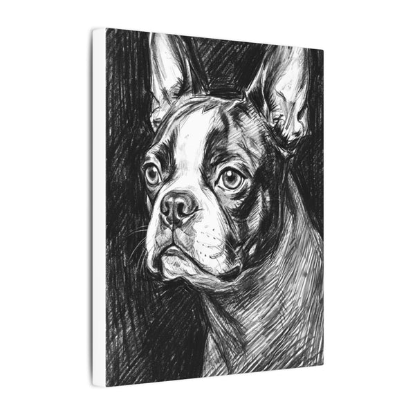 Boston Terrier Charcoal Portrait Canvas | Dog Lover Gift | Pet Memorial Wall Art | Modern Home Decor | Black & White Dog Painting Print