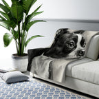 Boston Terrier Charcoal Portrait Sherpa Fleece Blanket | Dog Lover Gift