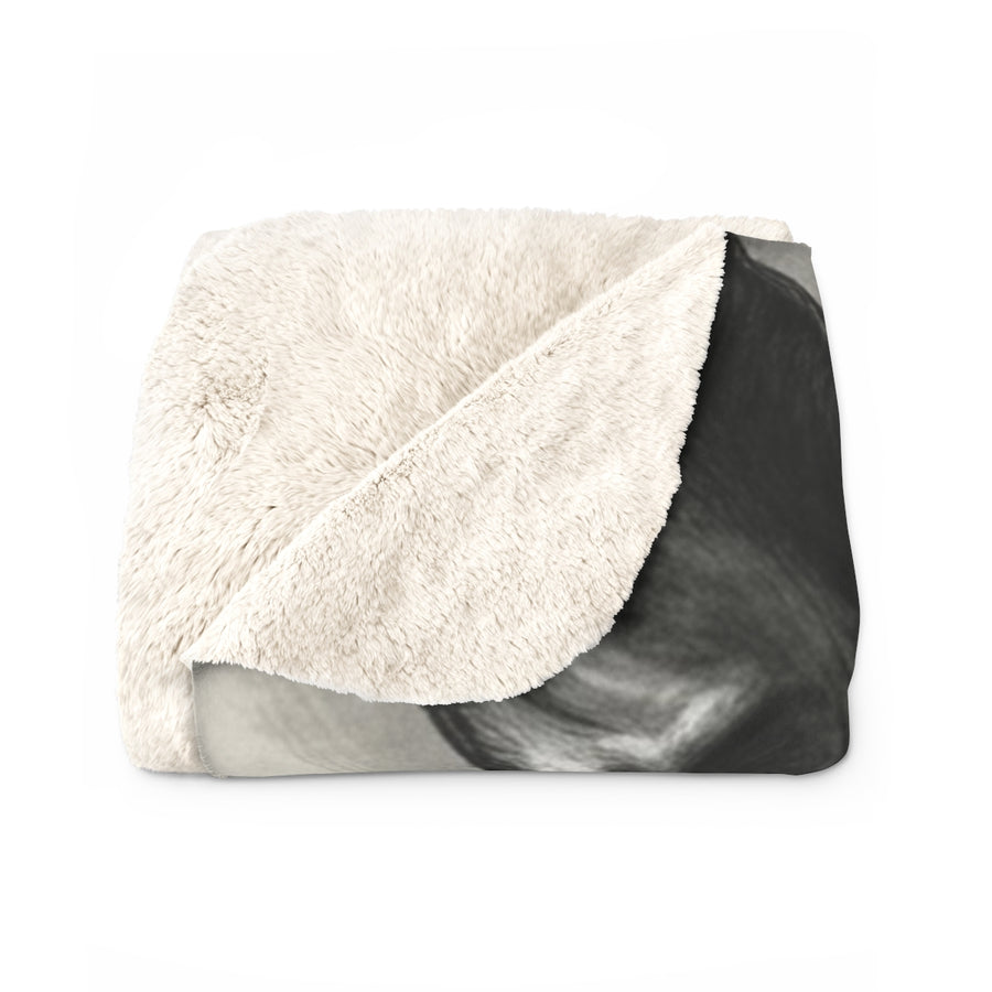 Boston Terrier Charcoal Portrait Sherpa Fleece Blanket | Dog Lover Gift