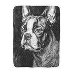 Boston Terrier Charcoal sherpa blanket by Tritan, front