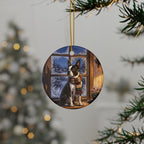 Boston Terrier Christmas Storybook ceramic ornament by Tritan, context