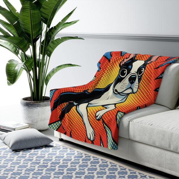 Boston Terrier Comic Pop Art Throw Blanket | Premium Dog Prints | Tritan — Lifestyle View