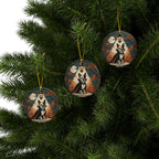 Boston Terrier Halloween Poster ceramic ornament by Tritan, set