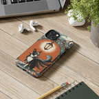 Boston Terrier Halloween tough phone case by Tritan, on a desk