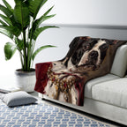Boston Terrier Kings & Queens sherpa blanket by Tritan, on sofa