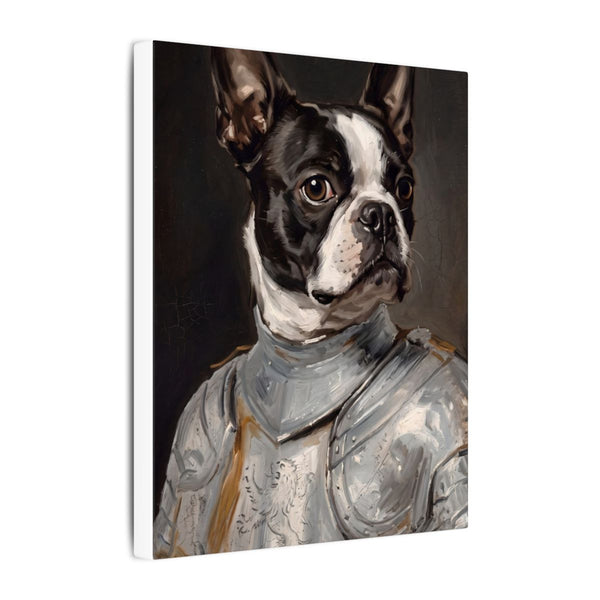 Boston Terrier Medieval Knight Portrait Canvas Wall Art, Regal Dog Painting, Boston Terrier Lover Gift, Stretched Canvas