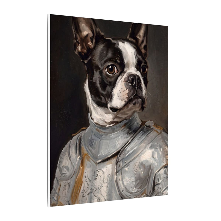 Boston Terrier Medieval Knight canvas print by Tritan, side