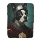 Boston Terrier Medieval Knight Portrait Regal Throw Blanket | Premium Dog Prints | Tritan