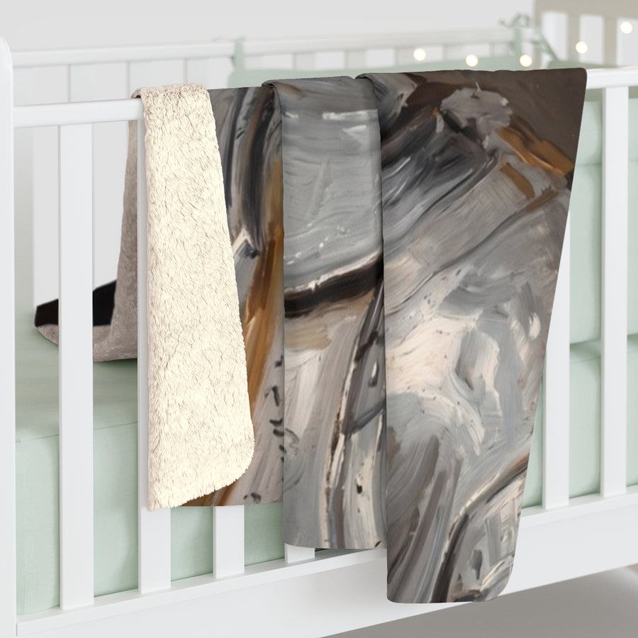 Boston Terrier Medieval Knight sherpa blanket by Tritan, on bed
